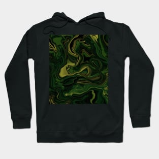 Green, black and gold marbled pattern Hoodie